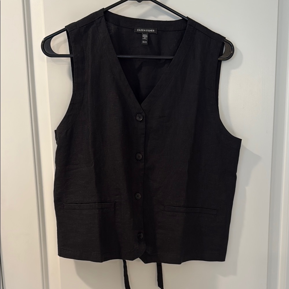 Eileen Fisher Black Linen Vest